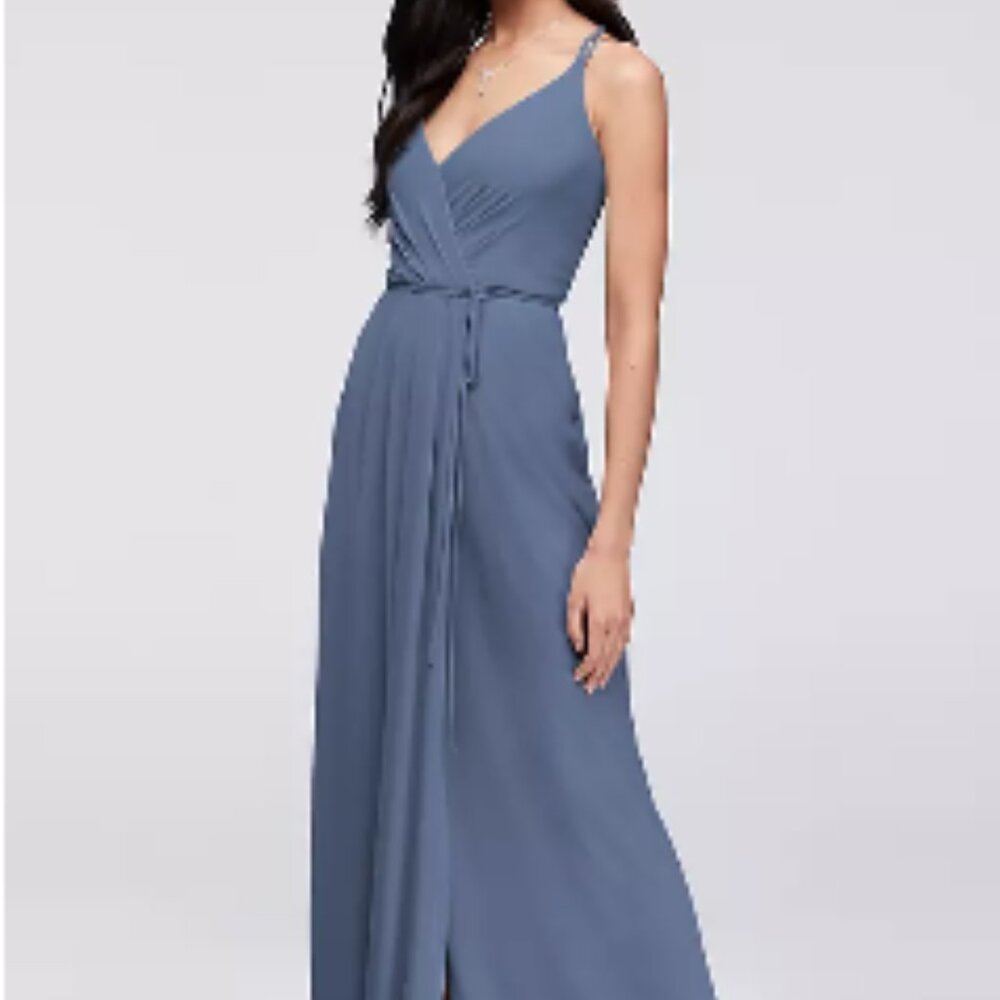 Mint Green Double-Strap Long Wrap Davids Bridal Dress